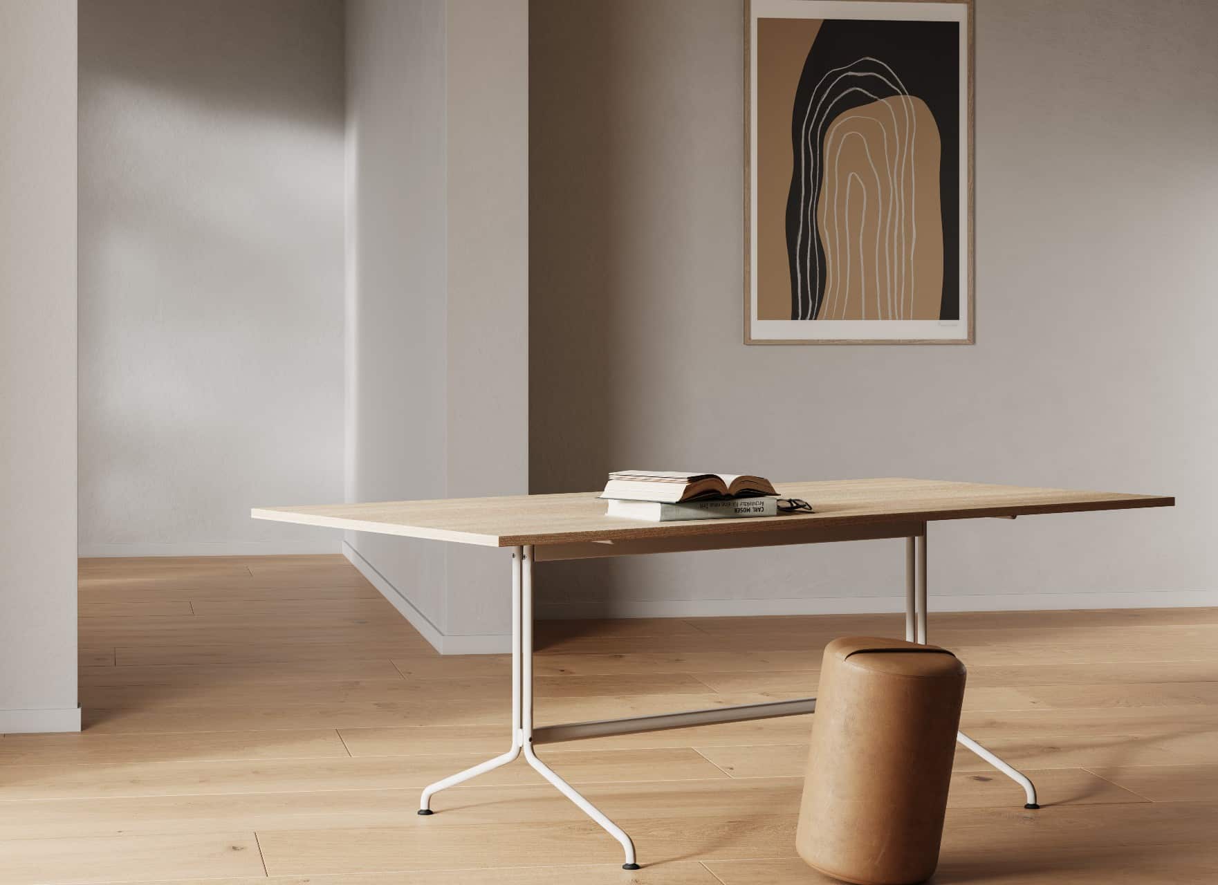 jensenplus rod7 rectangular beige linoleum rectangular meeting table stel