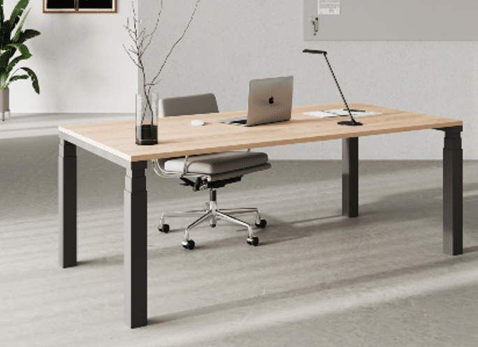 Alto black oak square height adjustable desk 684x497px
